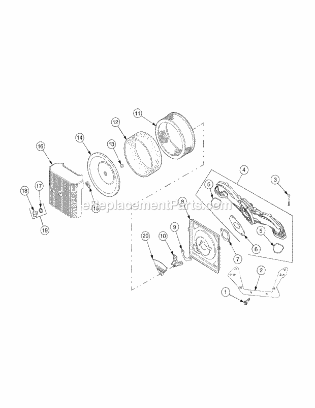 Air Intake Filtration Diagram and Parts List for SLT1554 13AK11CK709, 13AK11CK710, 13AK11CK712 Cub Cadet Lawn Tractor